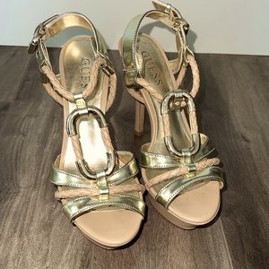 Guess nude gold heels